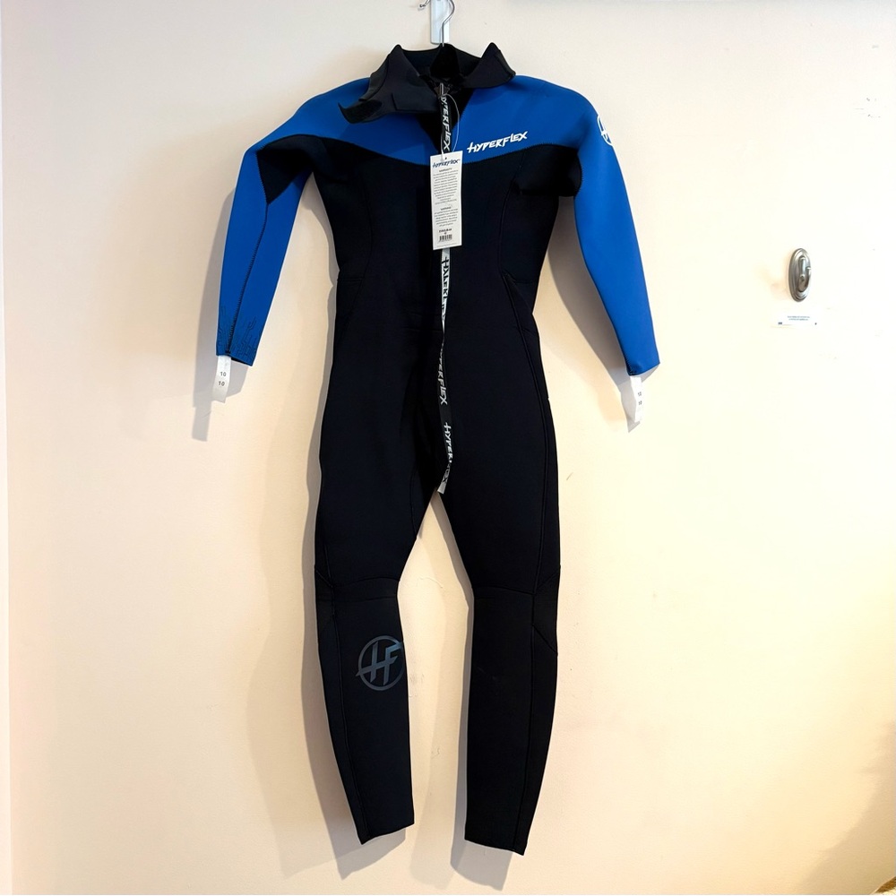 NWT size 10 Youth Hyperflex VYRL Wetsuit, Black / Blue, 3/2mm, Back Pull Zipper - Picture 4 of 4